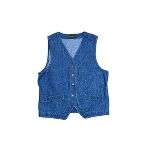 Vintage Willowbend Denim Vest Blue Tailored Minimalist Western Chic Size M
